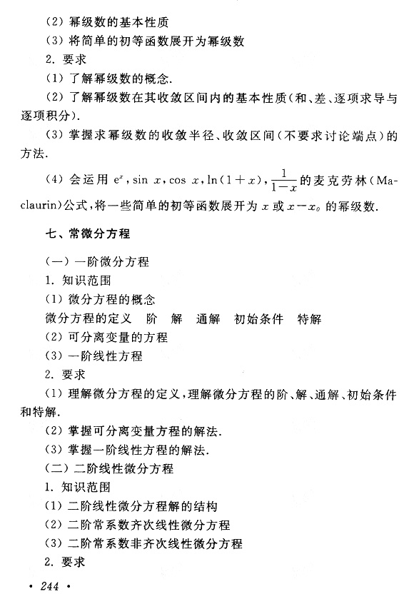 云南成考專(zhuān)升本數(shù)學(xué)（一）復(fù)習(xí)大綱